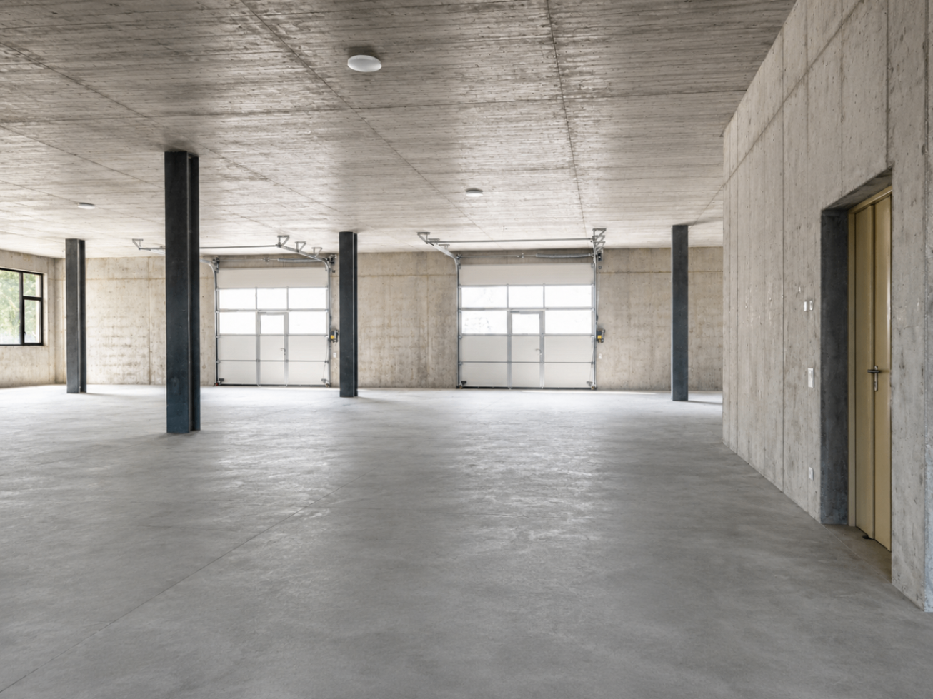 Operational level with sectional doors and reinforced concrete structure